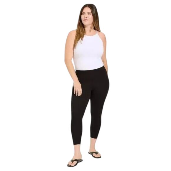 TORRID Plus SZ 4X Black Cotton Leggings Midrise Slimming Stretch *Some pilling* - Picture 1 of 5